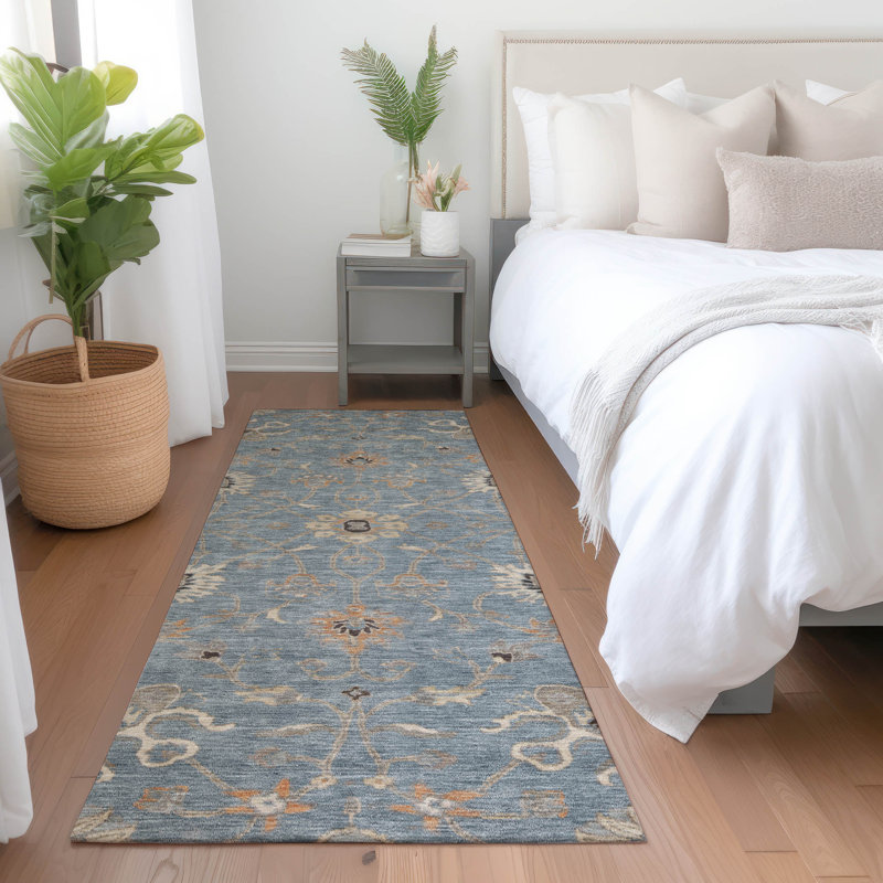Machine Washable Indoor/Outdoor Cicel ACN1137 Denim Rug, Runner 2'3" x 7'6"