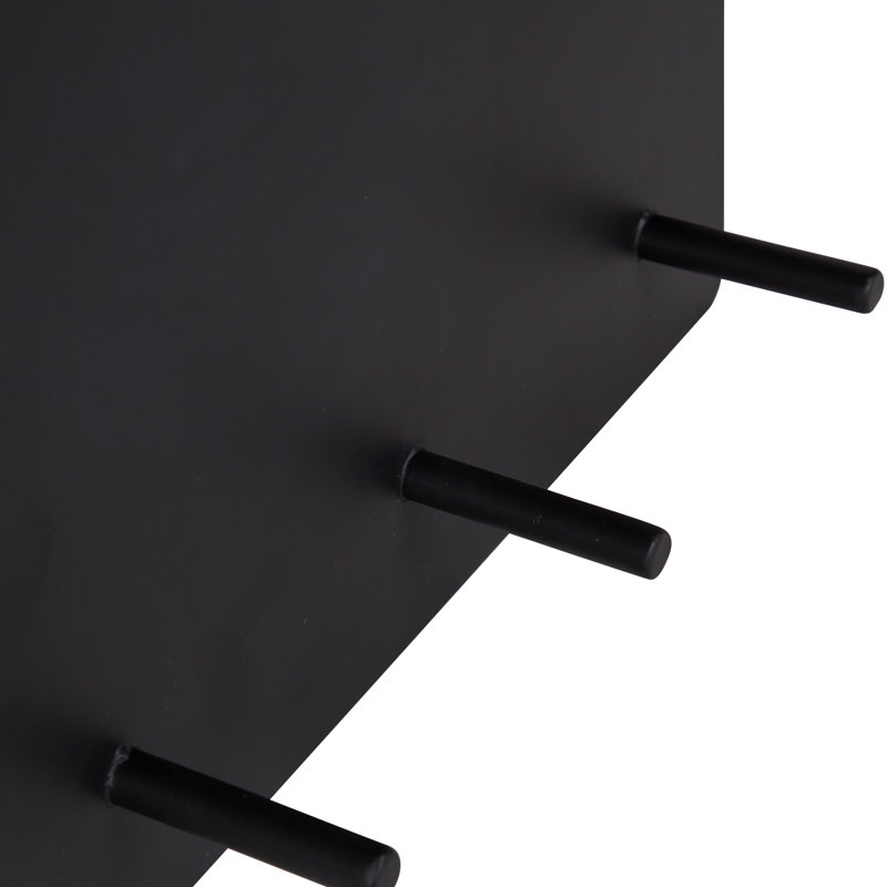 Black Metal Wall Organizer with Shelf and Hooks