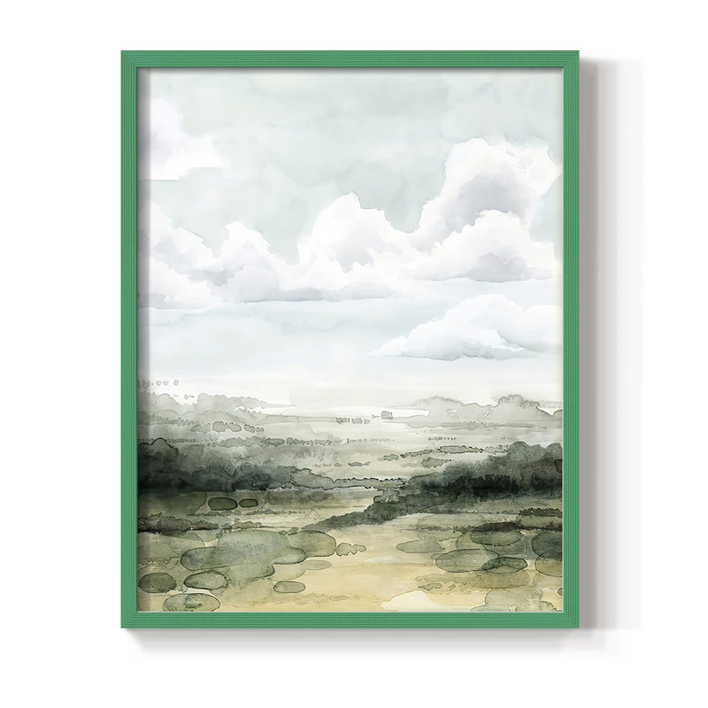 «Valley Highlight I», reproduction encadrée - bois massif, Vert, H 10 po x l 8 po