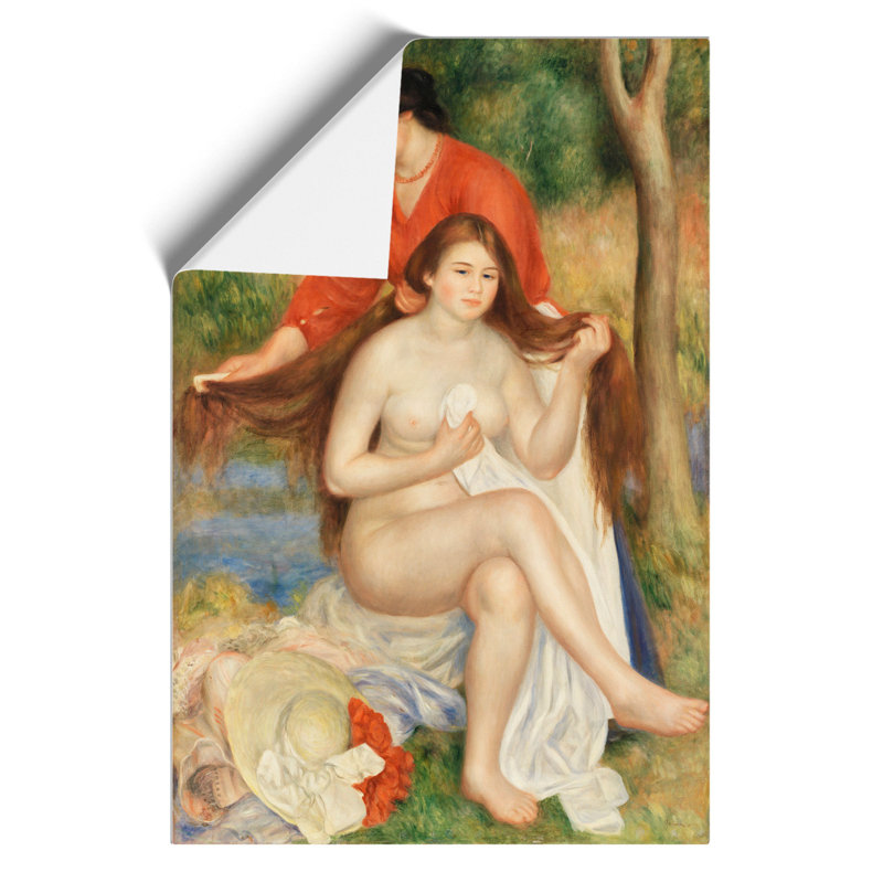 Bather and Maid by Pierre Auguste Renoir - Frameless Print, 30cm H x 21cm W x 0.1cm D