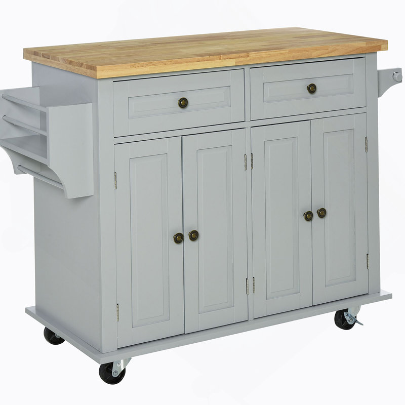 Îlot de cuisine sur roulettes (tabouret non inclus), Gris