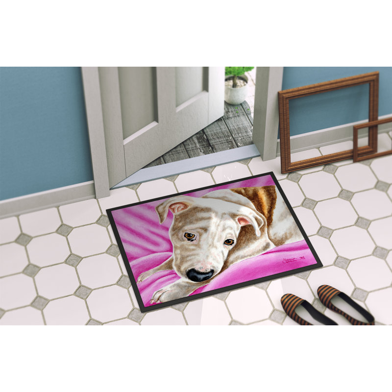 Paillasson d’extérieur antidérapant Wausa Dream girl pit bull, Rectangle 1 pi 6 po x 2 pi 3 po