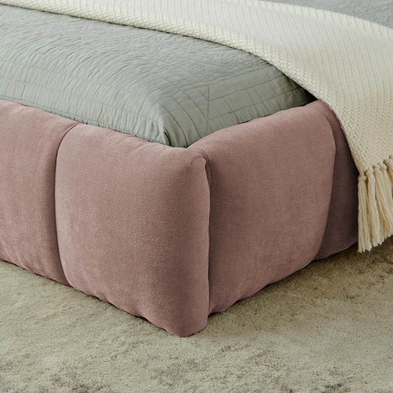 Très grande base de lit tapissier avec tissu épais, Rose