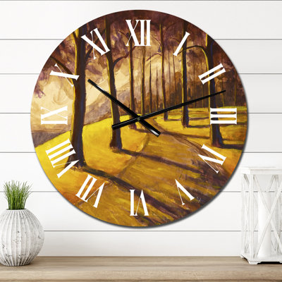 Chemin de randonnée pédestre à Sunny Forest Park Alley - Horloge murale traditionnelle