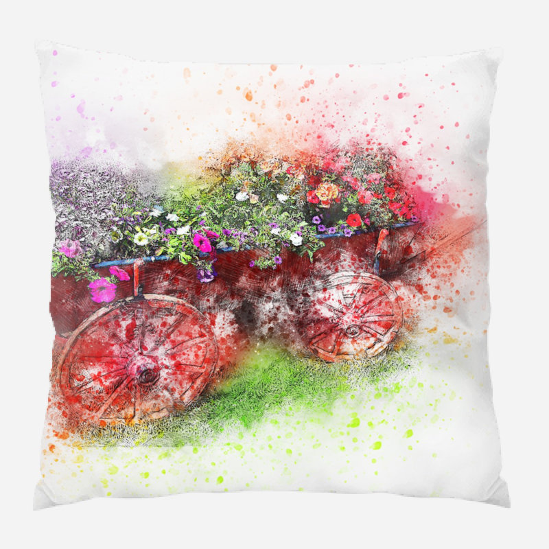 Coussin décoratif fleurs Jameson, Microsuède, Intérieur