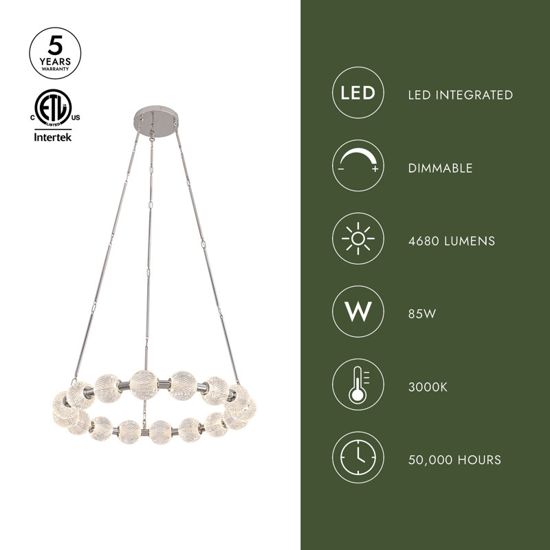 Marni Aluminum/Steel LED Chandelier, 16, Natural Brass
