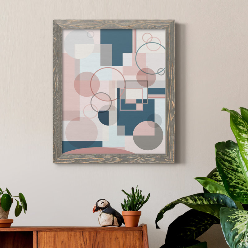 Modern Geo - Cadre photo, impression sur toile, Toile avec cadre gris, H 20 po x l 17 po x P 1,5 po