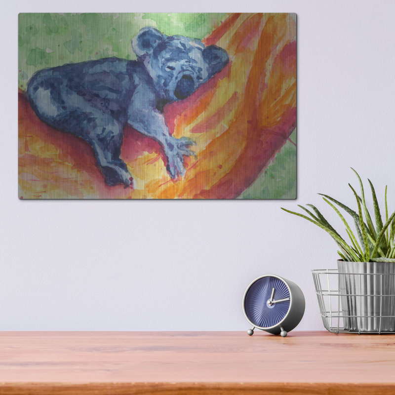 Art mural en métal luxueux «Sleepy Koala Cub» par Anika Goodhue, H 12 po x l 16 po