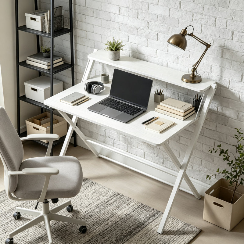 Steel Computer Desk, White