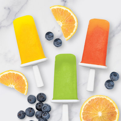 Tovolo Modern Ice Pop Molds Set of 6 with Tray for Homemade Frozen Treats, Candy Apple