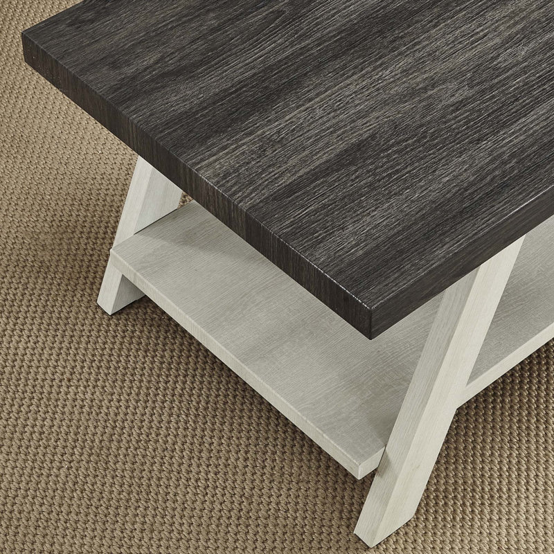 Table de bout avec rangement Angeleca, H 23 po x l 24 po x P 22 po, Blanc/Noir