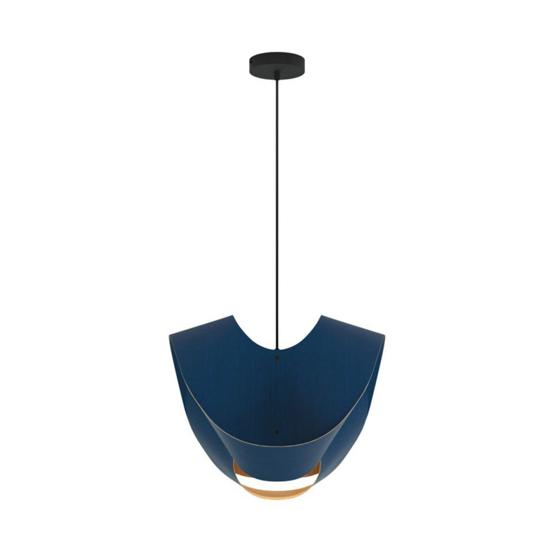 Luminaire suspendu Elvira 50 - bleu, H 15,4 po x l 19,6 po x P 19,6 po, Bleu / frêne