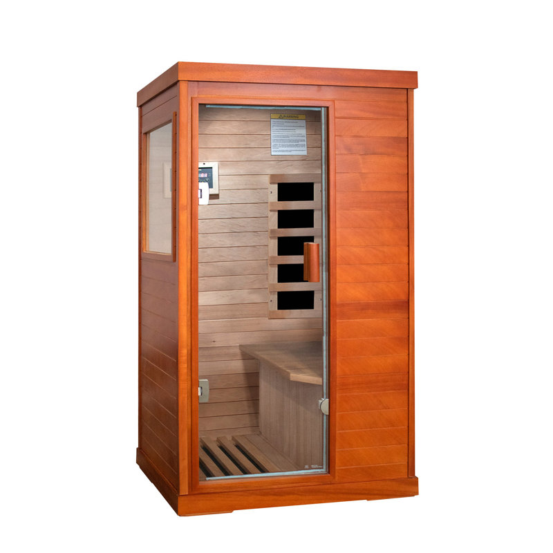Eulen 1-Person Solid Wood Infrared Sauna Room With Bluetooth, Ambient Lighting & Foot Heater