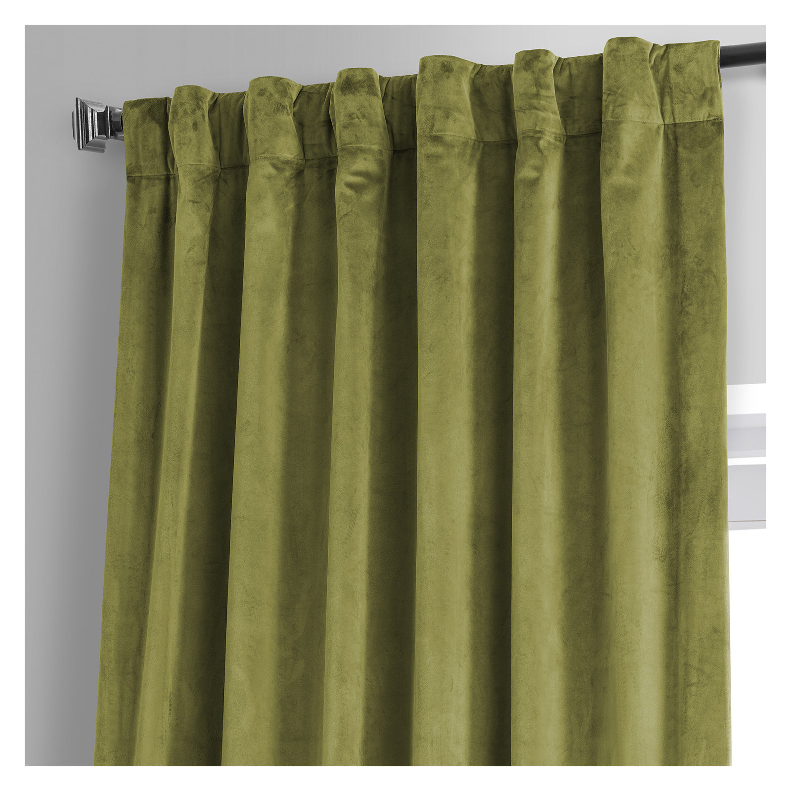 Loria Plush Velvet 100% Blackout Curtains For Bedroom, Living Room - Single Panel, 50" W x 84" L, Jalapeno Green