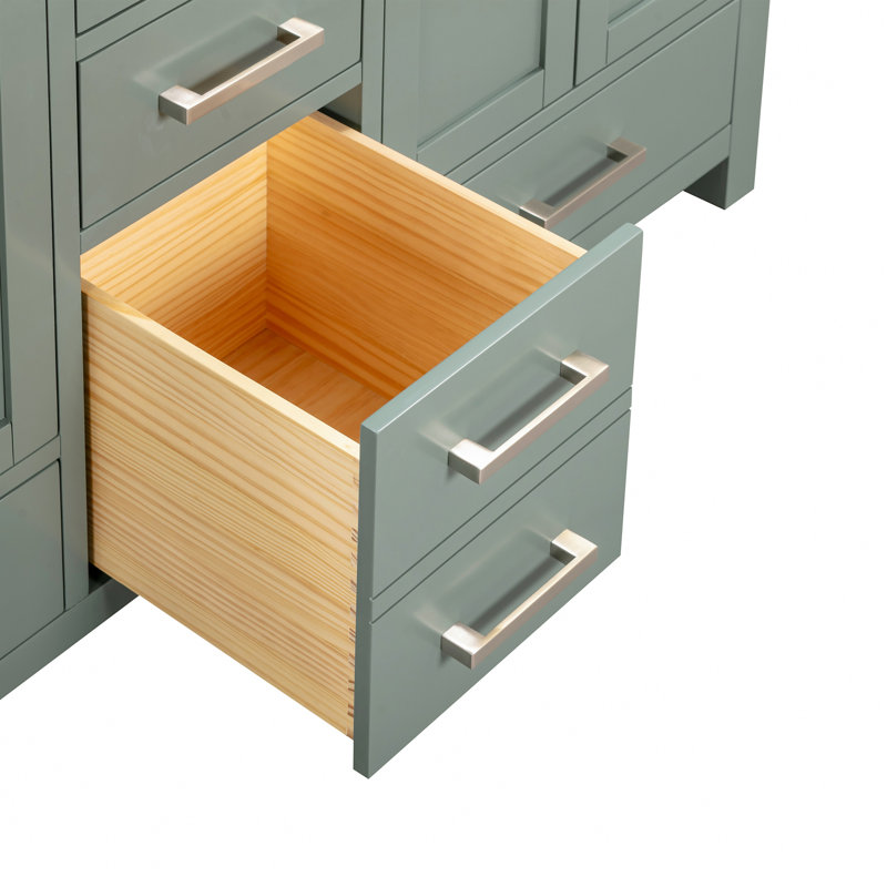 Modero 60" Double Bathroom Vanity with Top, Brushed Nickel, Smoke Green, Cala White