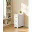 Table d'appoint étroite avec 3 tiroirs en tissu, table de chevet mince industrielle pour petits espaces, chambre à coucher, salon, dortoir, blanc