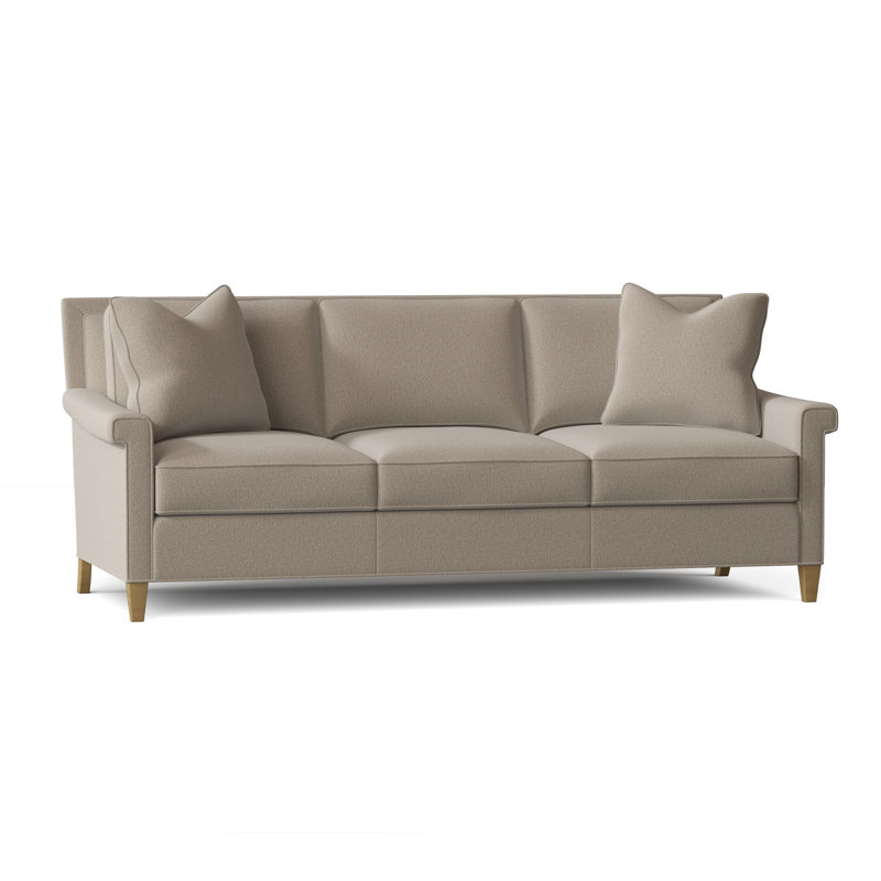 Libby Langdon 85.5" Flared Arm Sofa with Reversible Cushions, 9508 Sand Polypropylene/Olefin, Espresso