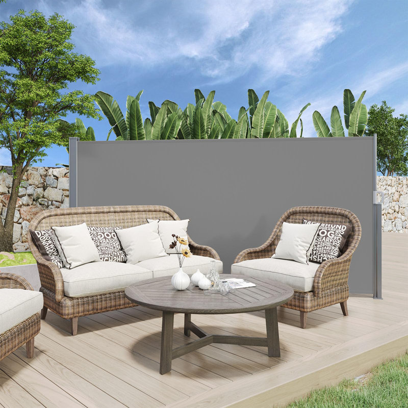 Auvent latéral rétractable en tissu, Gris foncé, H 71 po x l 118 po