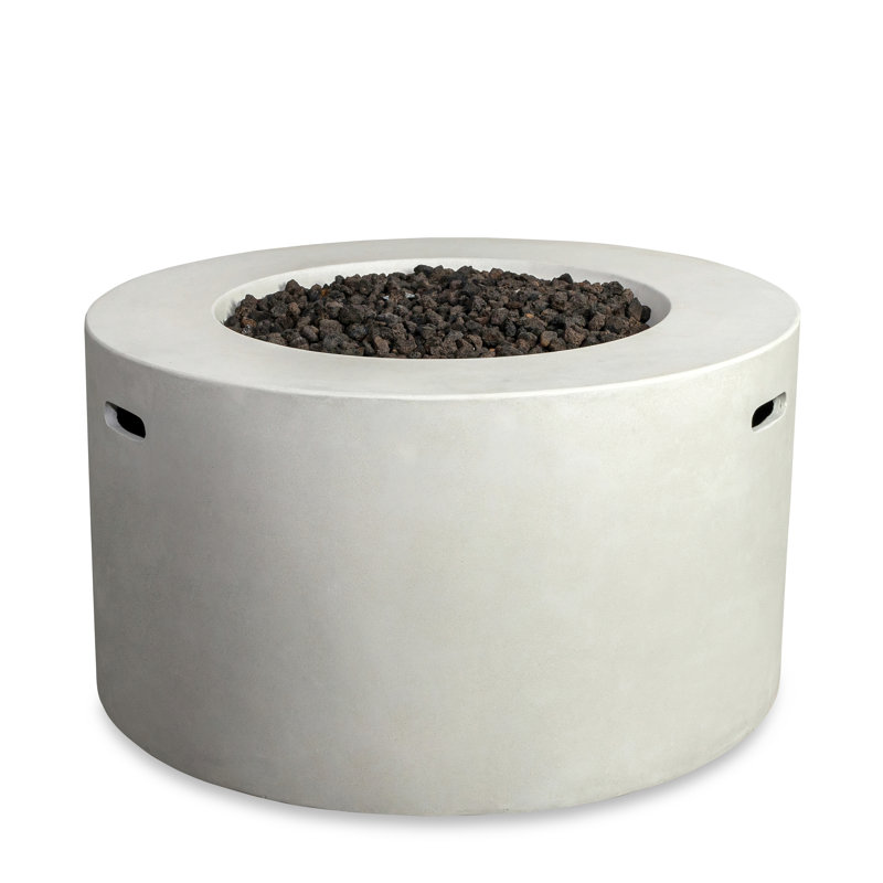Mason 42" Round Concrete Propane Gas Fire Pit with Access Door , White
