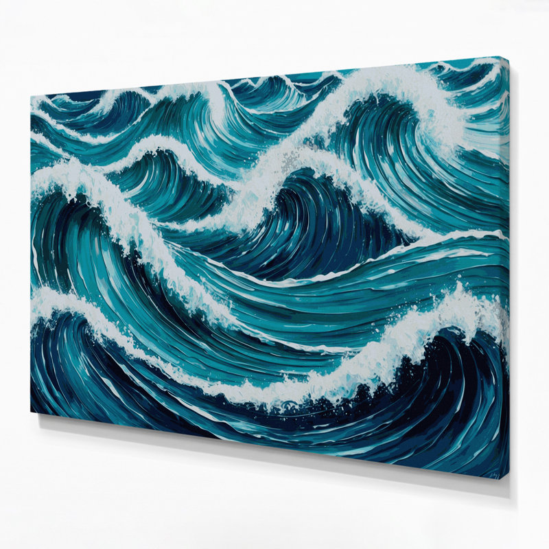 «Hawaiian Wave Curls», art mural sur toile verte, H 12 po x l 18 po