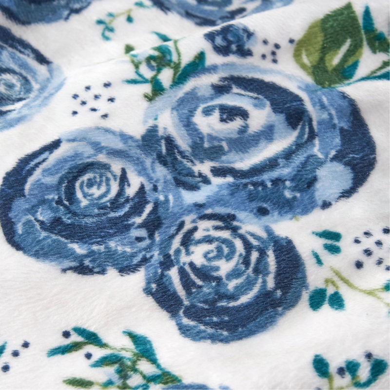 Spring 3 Foot Rounded Bean Bag, Blue Rose Print