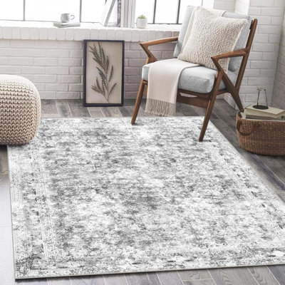 Tapis floral rétro - tapis à poils courts pour le salon, la chambre à coucher, la salle à manger - ultra doux, résistant aux taches et antidérapant