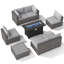 Ensemble de conversation modulaire en osier pour 6 personnes avec coussins-519986957