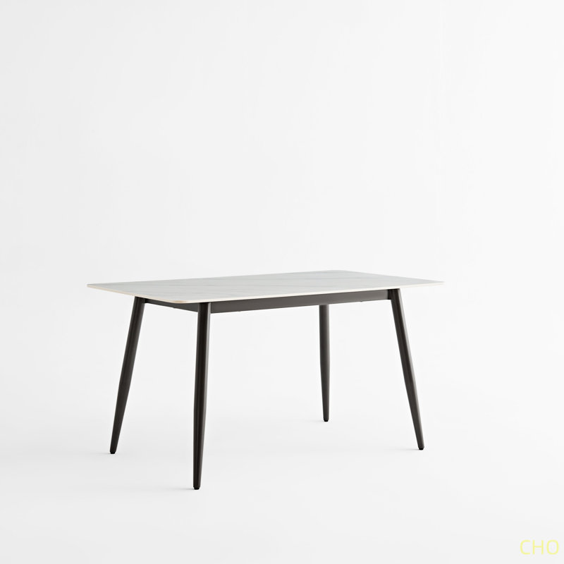 Large Rectangular Table With Strong Metal Base Modern Stone Dining Table For Kitchen 1.4M