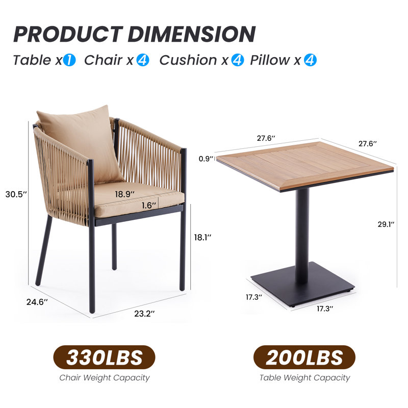 Ensemble de salle à manger pour 4 personnes, Beige