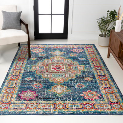 Tapis bleu marine / rouge Lathan Bohemian FLAIR Boho