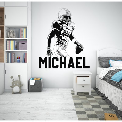 Grand nom personnalisé football américain autocollant mural sport autocollant enfants personnalisé cadeaux vinyle autocollant mural chambre de garçon 383LU
