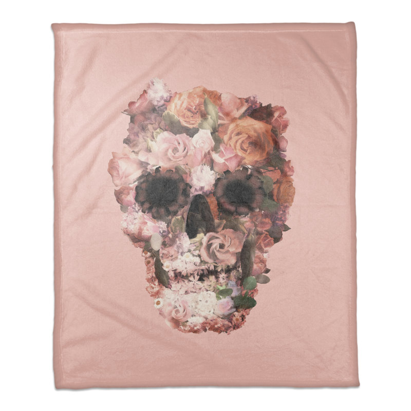  Jeté en molleton Flower Skull