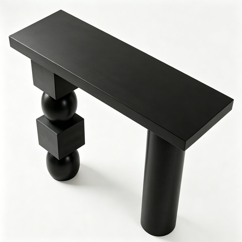 Table d'entrée Mid-Century, H 31,5 po x l 47,2 po x P 11,8 po, Noir