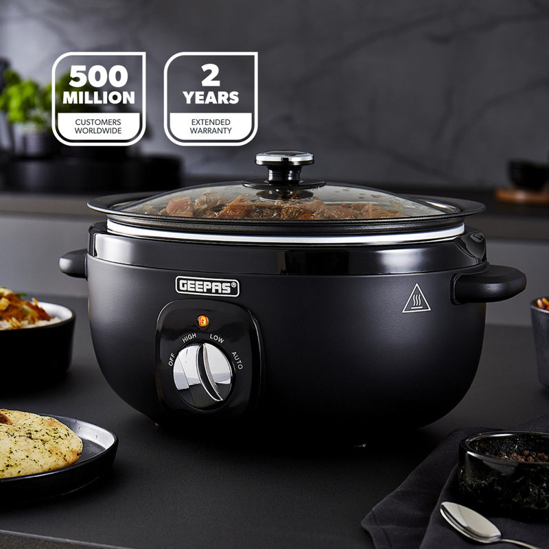 Geepas 6.5 Litre Slow Cooker 3 Temperature Settings, 3.6 Qt.