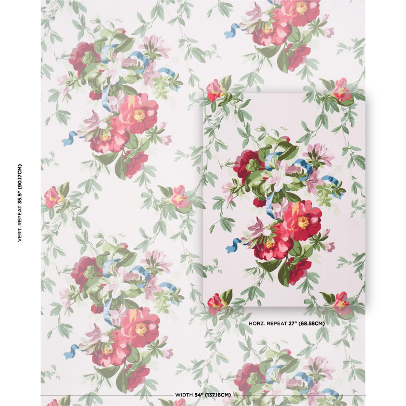 Ellesmere Ribbon Floral Fabric, Ivory