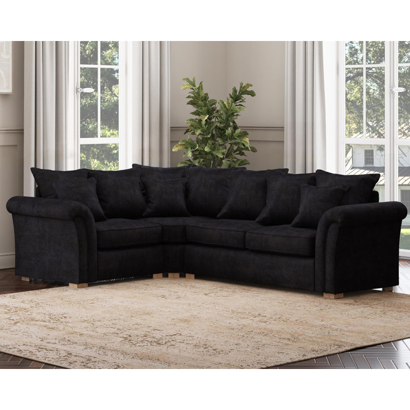 Castleacre Corner with two seats, Scatter Back, Right Hand Facing, Ebony Polyester