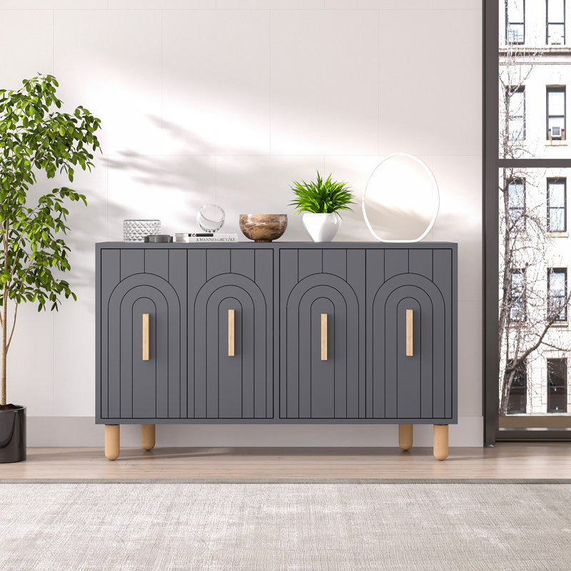 Modern Anthracite Console Table, 47.2 x 29.0 x 11.6 inches | 100% Melamine Coated Particle Board, Thickness: 0.7 inches | Stylish Geometric Design, Perfect for Entryway or Living Room, Durable & Elegant