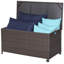 Gymax 40'' W 50 Gallons Water Resistant Wicker Deck Box with Wheels in Mix Brown
