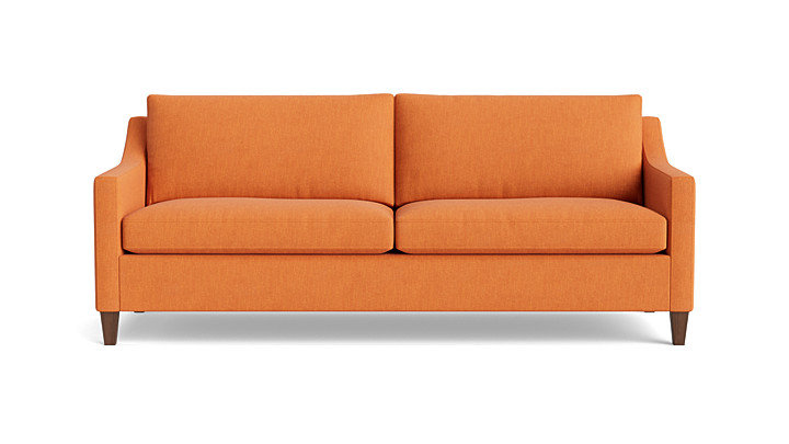 Vera Sofa (85"), Performance Weave - Natural, Walnut Finish (Angled)
