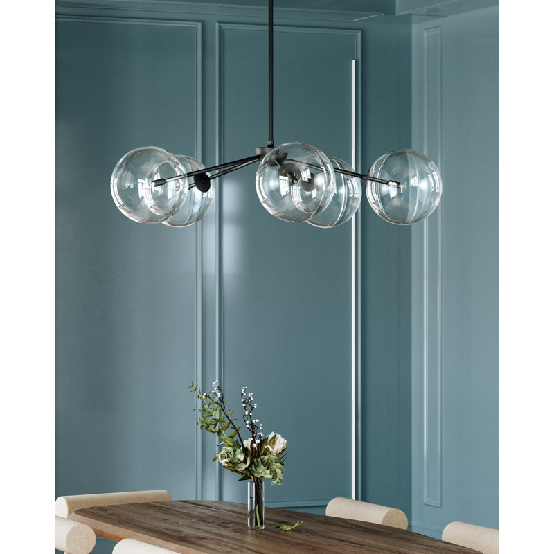 Madrid - 5 Light Chandelier - Soft Black Frame - Clear Shade