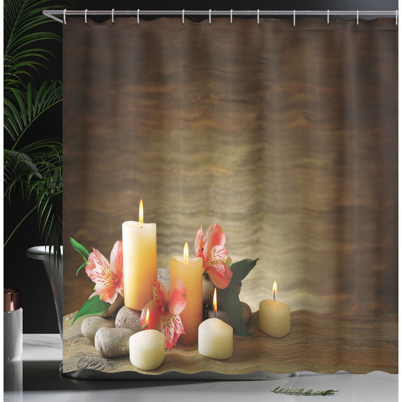 Ensemble de rideau de douche et crochets Spa, H 69 po x l 105 po