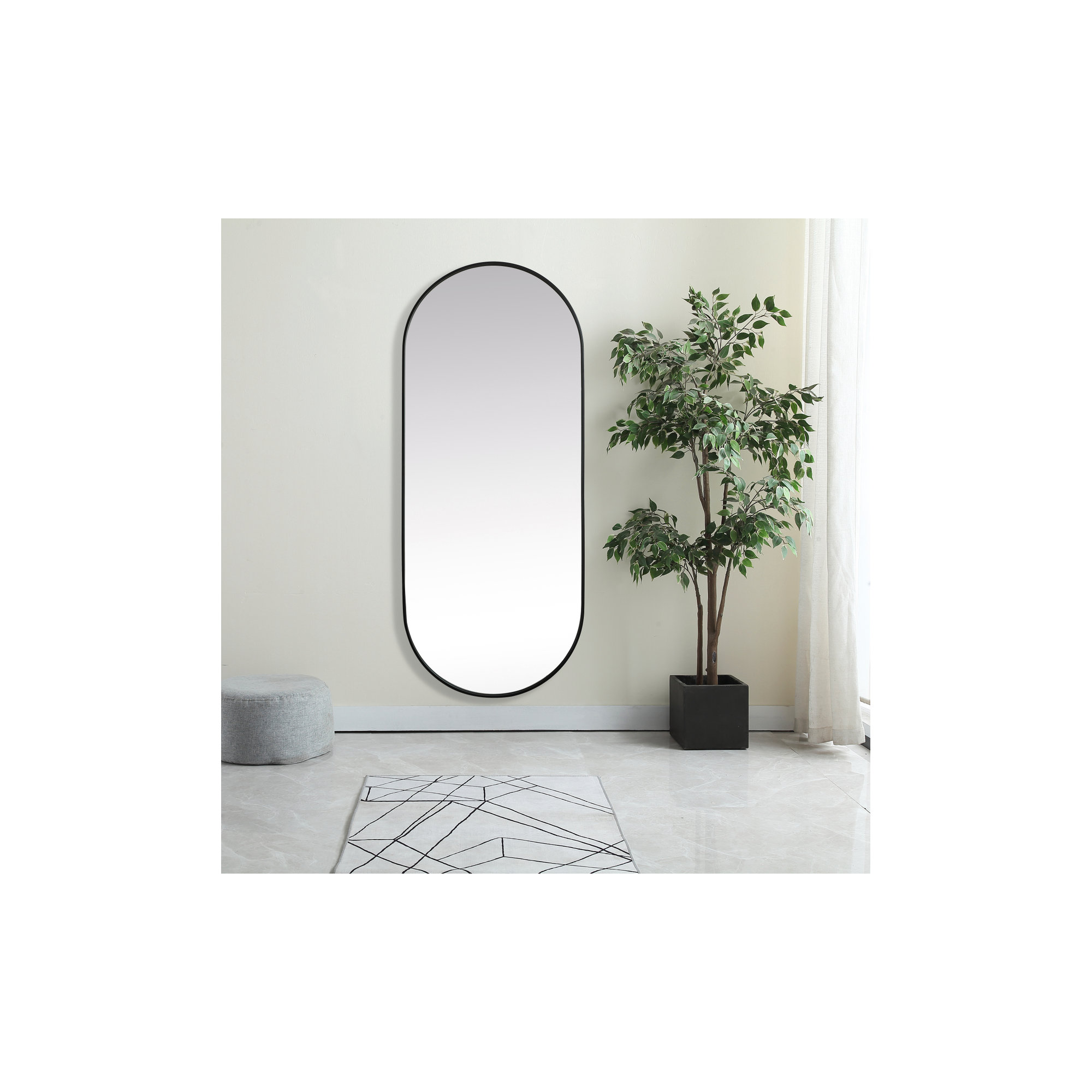 Elington Metal Oval Mirror, 72"  x 30" , Black