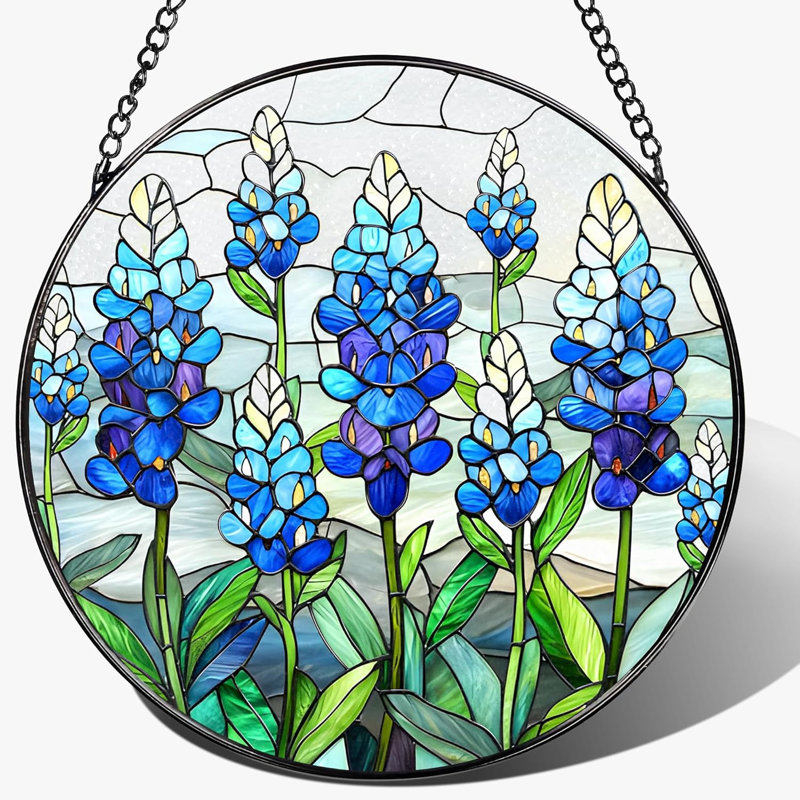 8" Bluebonnet Stained Glass Window Suncatcher