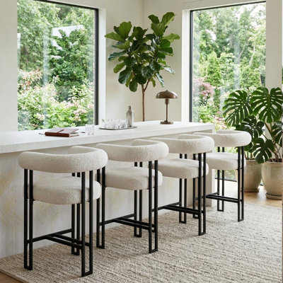 Upholstered Boucle Counter Stool
