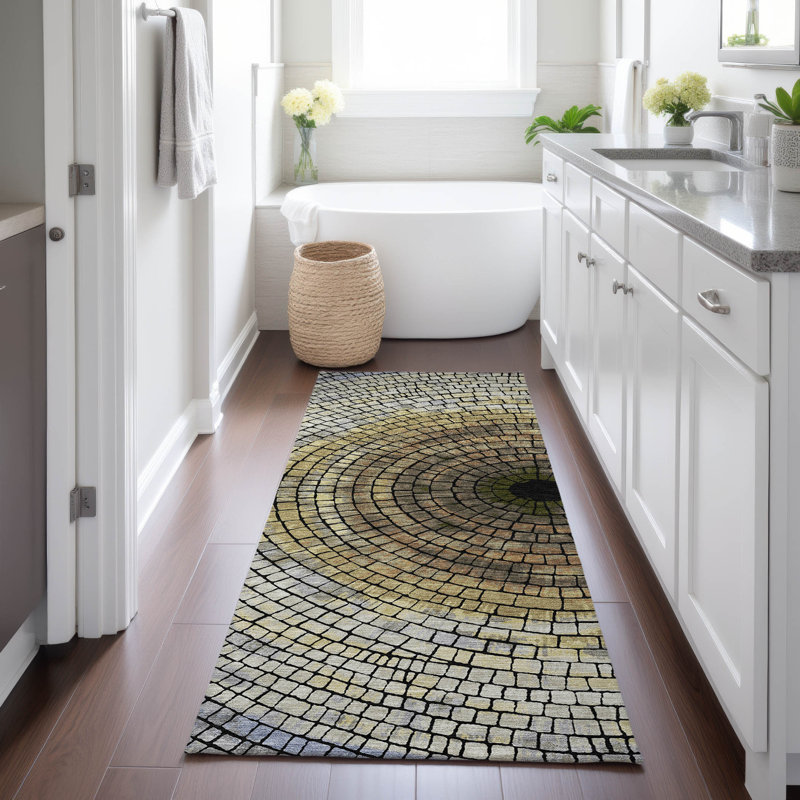 Machine Washable Indoor/Outdoor Chantille ACN2524 Geometric Rug, Gold, Runner 2'3" x 7'6"