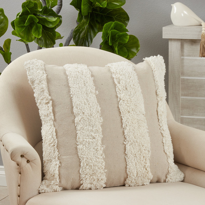 Raissa Collection Striped Cotton Throw Pillow, Down Blend