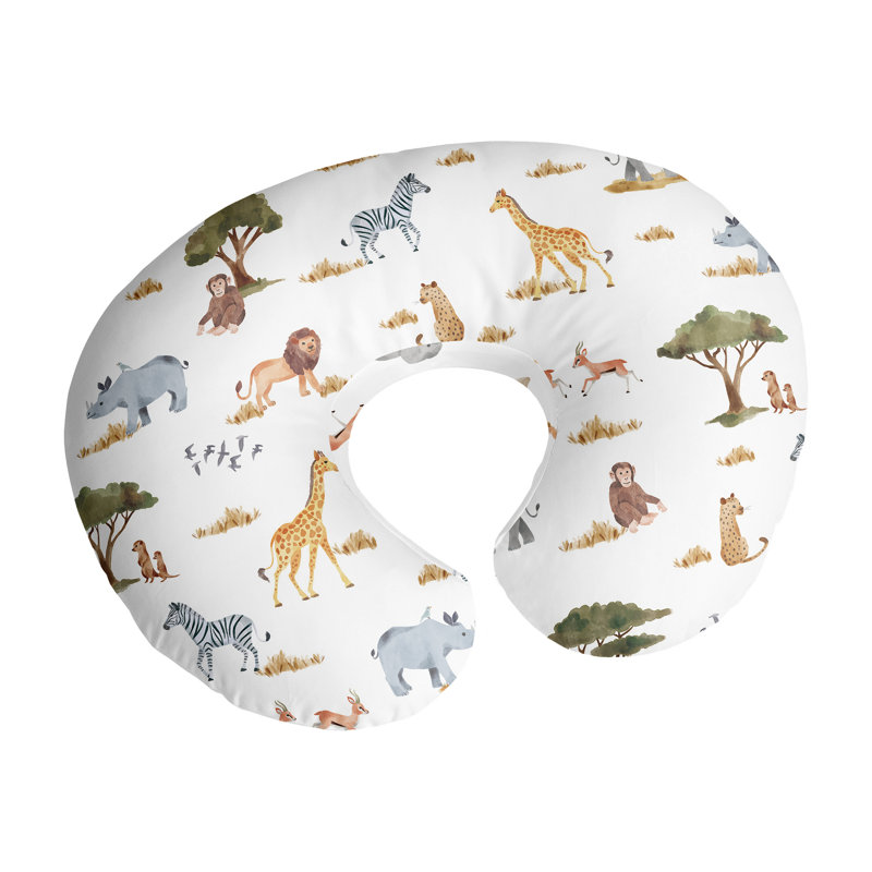 Nursing Breastfeeding Pillow Cover, Animal Print, Green Gray Yellow Orange