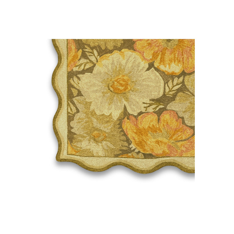 Tapis beige tissé à motif floral lavable Mosso, 4'11" x 7'7"