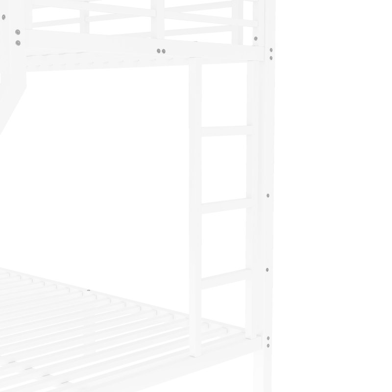 Lit superposé simple au-dessus de grand lit simple TG pour adultes et adolescents, couleur blanche, cadre anti-bruit, thermolaqué, espace de rangement inférieur, échelles latérales doubles, garde-corps pour adultes, espace, bruit