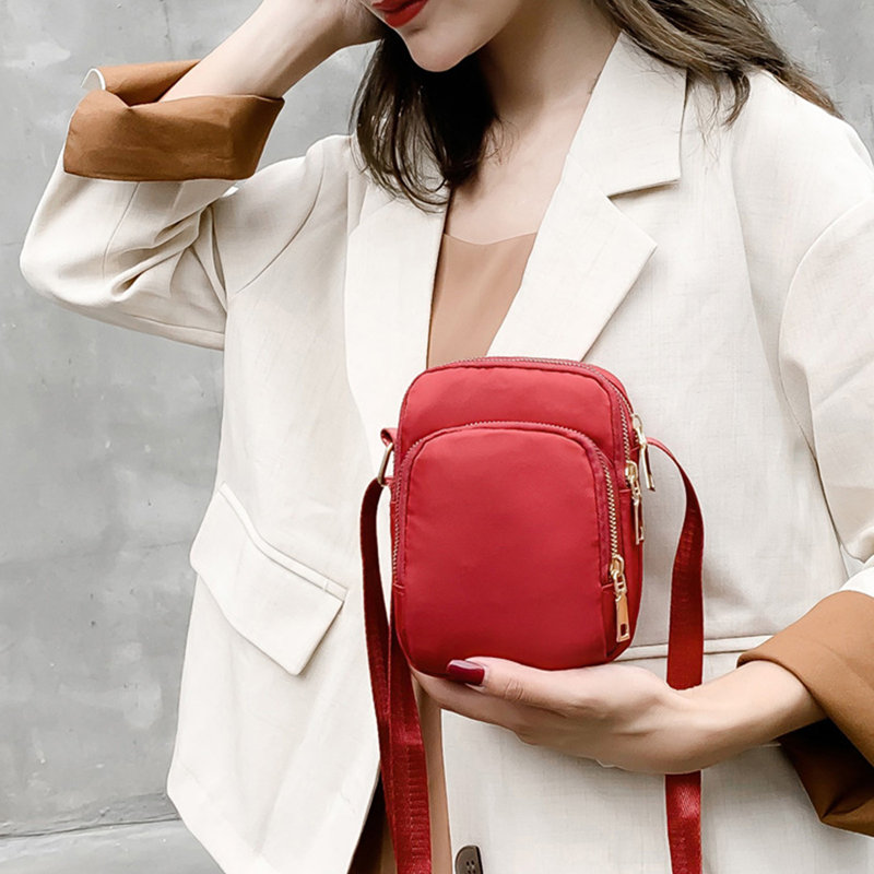 Sac à bandoulière en nylon 3 couches, Red